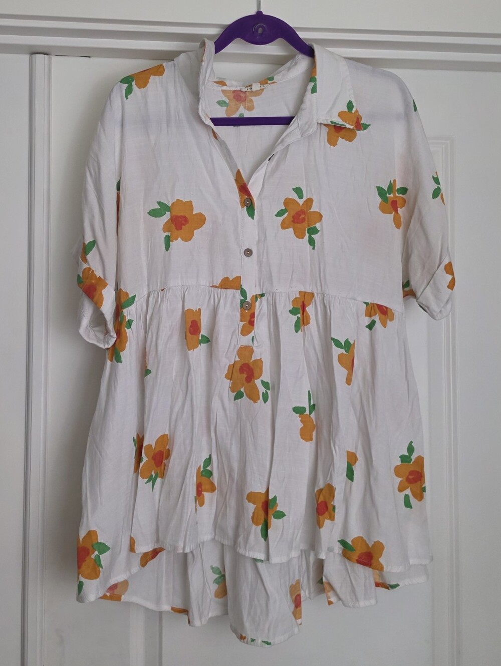 JODIFL White Tunic with Orange Floral Print